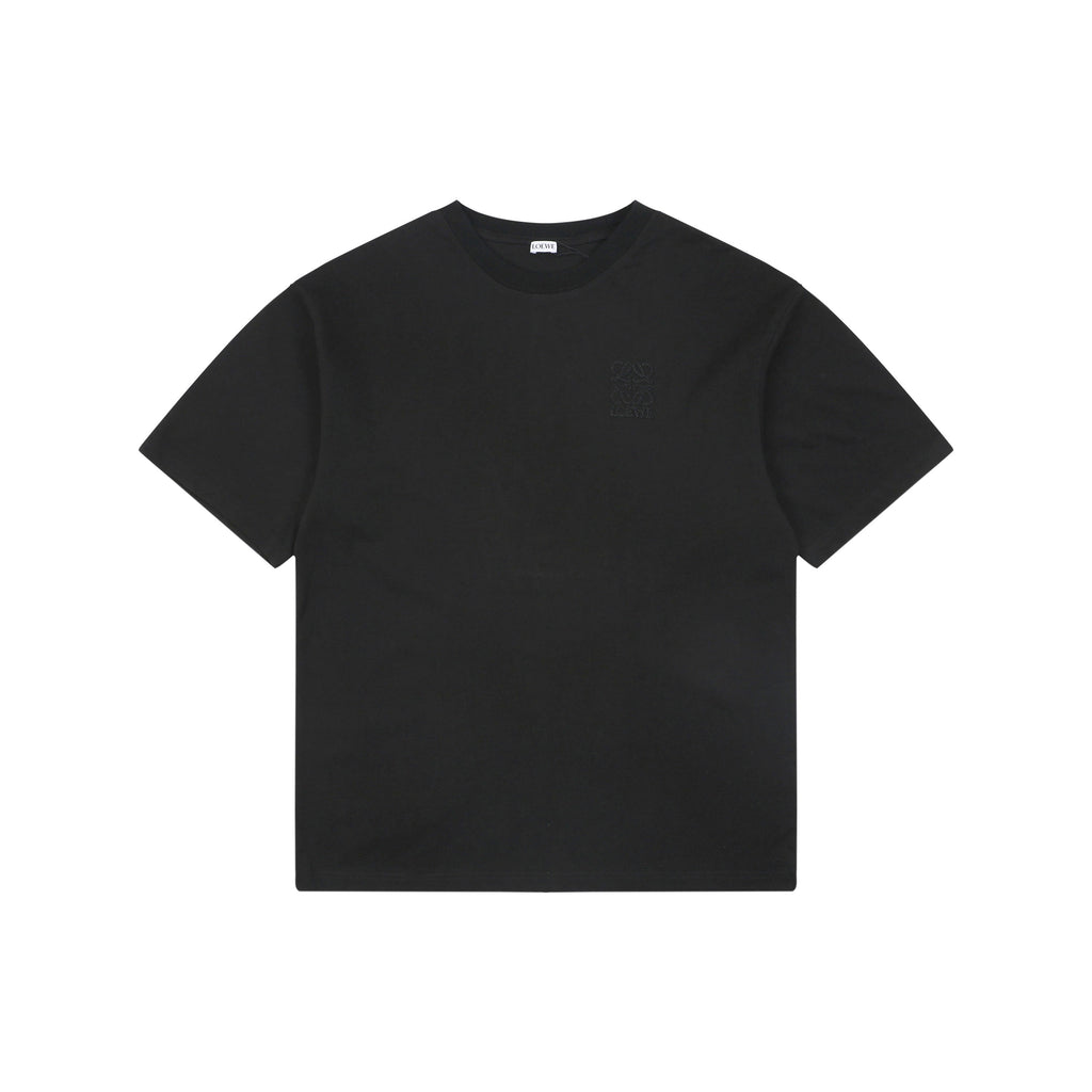 Loewe Chunky-Stitch Anagram Embroidered Tee — Black