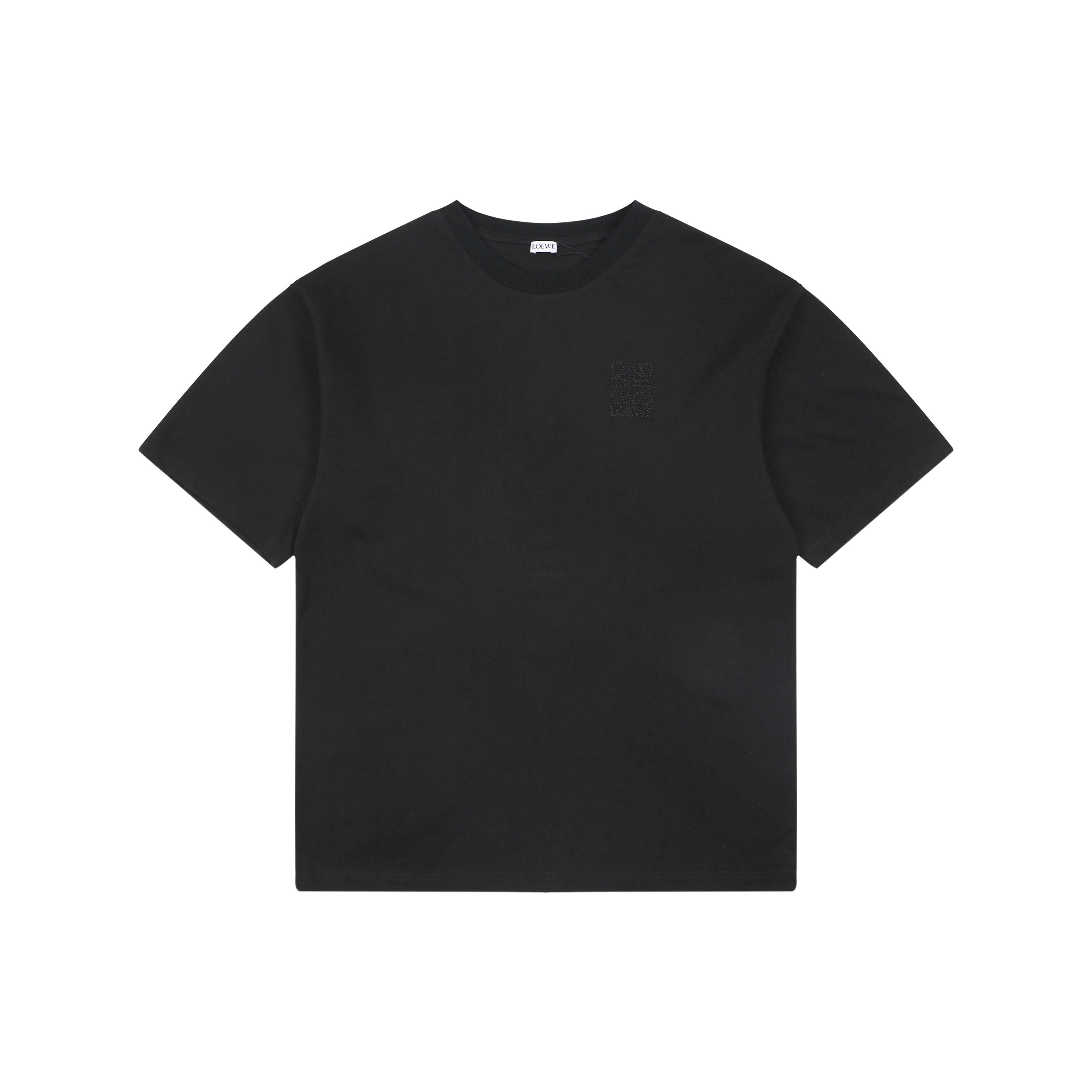 Loewe Chunky-Stitch Anagram Embroidered Tee — Black