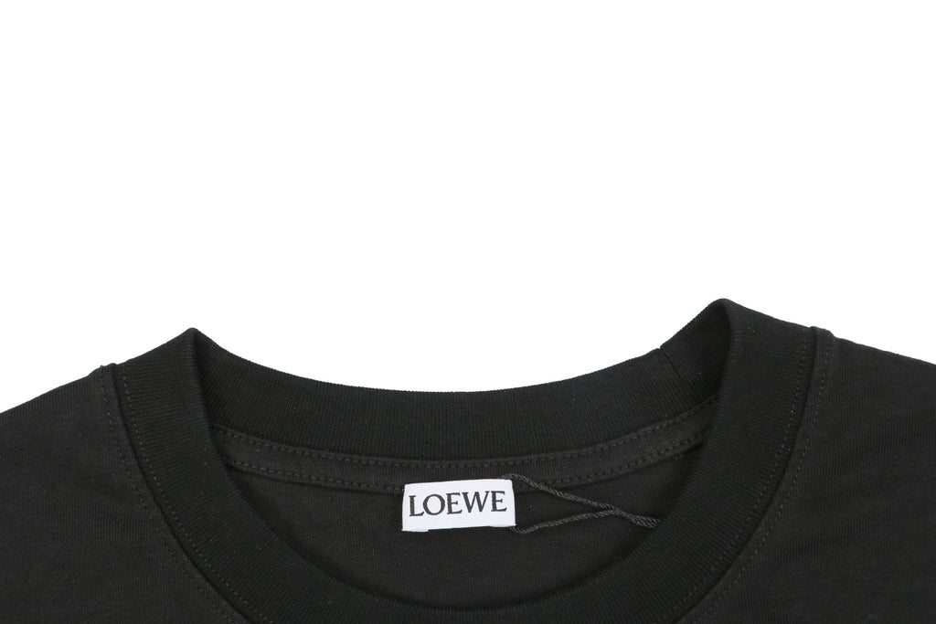 Loewe Chunky-Stitch Anagram Embroidered Tee — Black