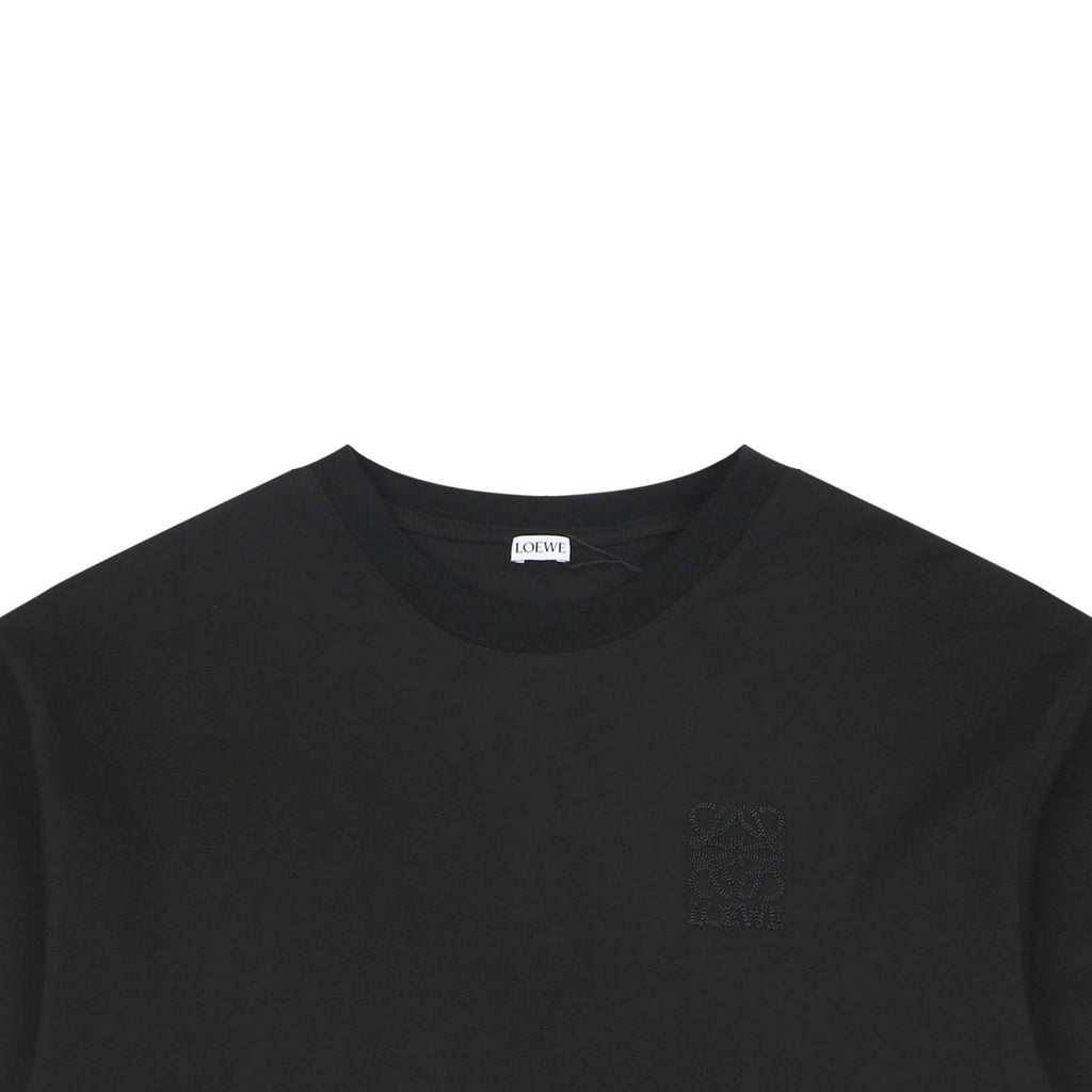 Loewe Chunky-Stitch Anagram Embroidered Tee — Black