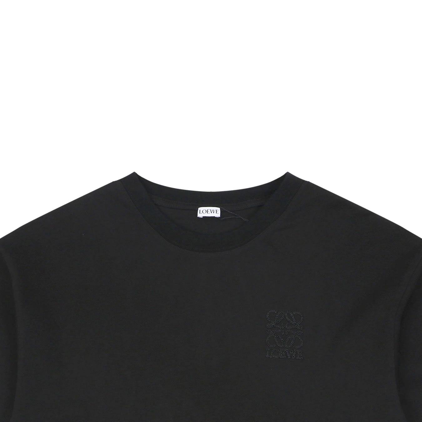 Loewe Chunky-Stitch Anagram Embroidered Tee — Black