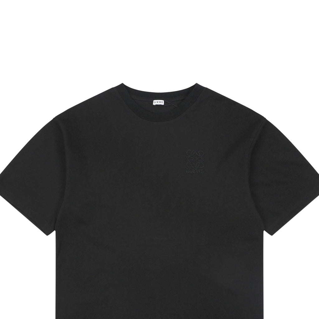 Loewe Chunky-Stitch Anagram Embroidered Tee — Black