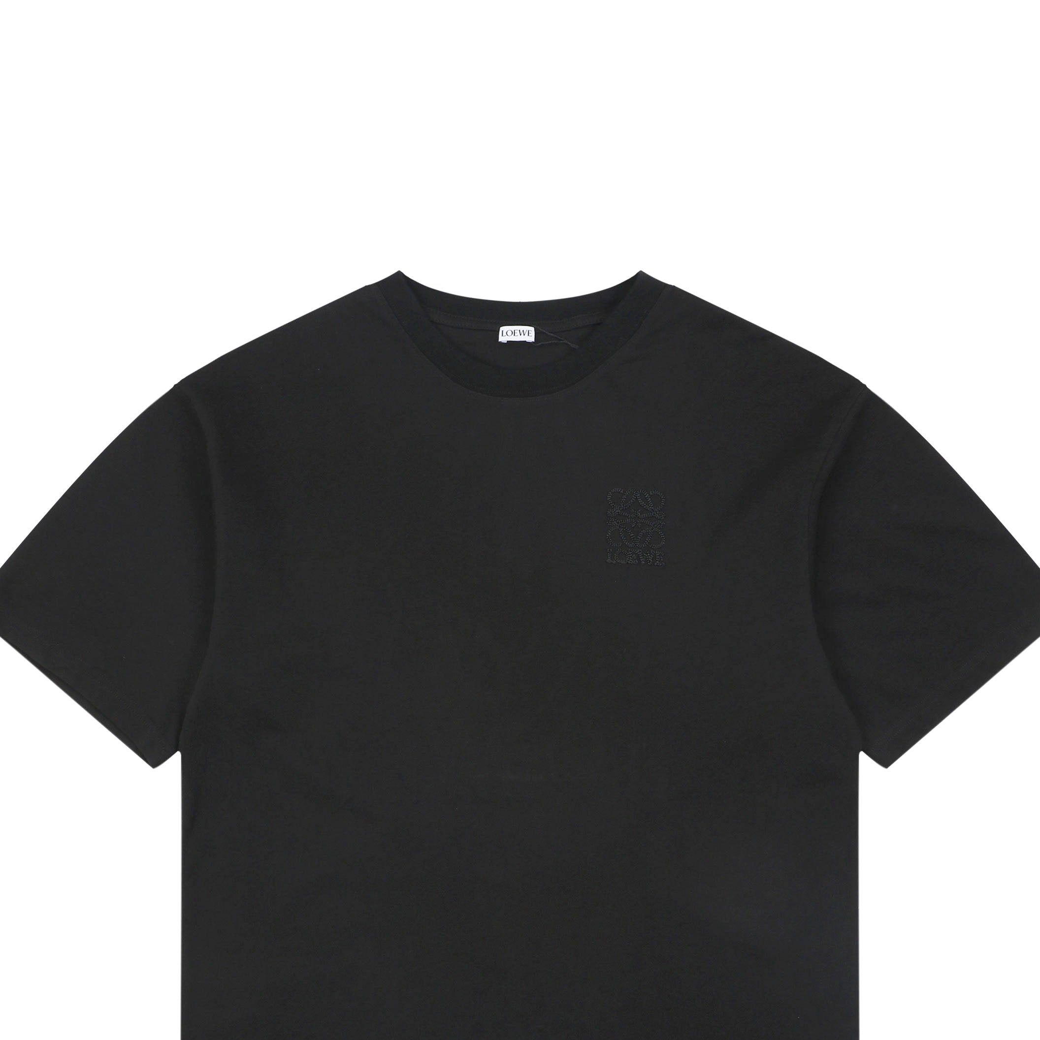 Loewe Chunky-Stitch Anagram Embroidered Tee — Black