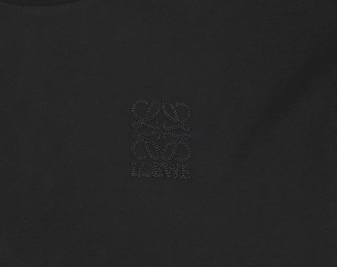 Loewe Chunky-Stitch Anagram Embroidered Tee — Black