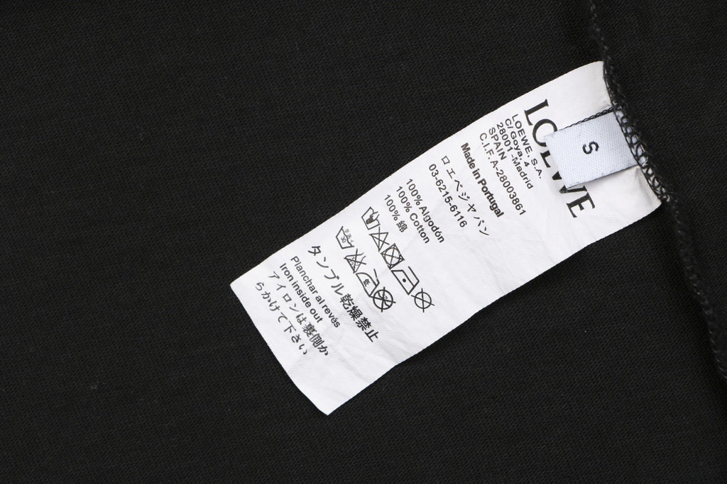 Loewe Chunky-Stitch Anagram Embroidered Tee — Black