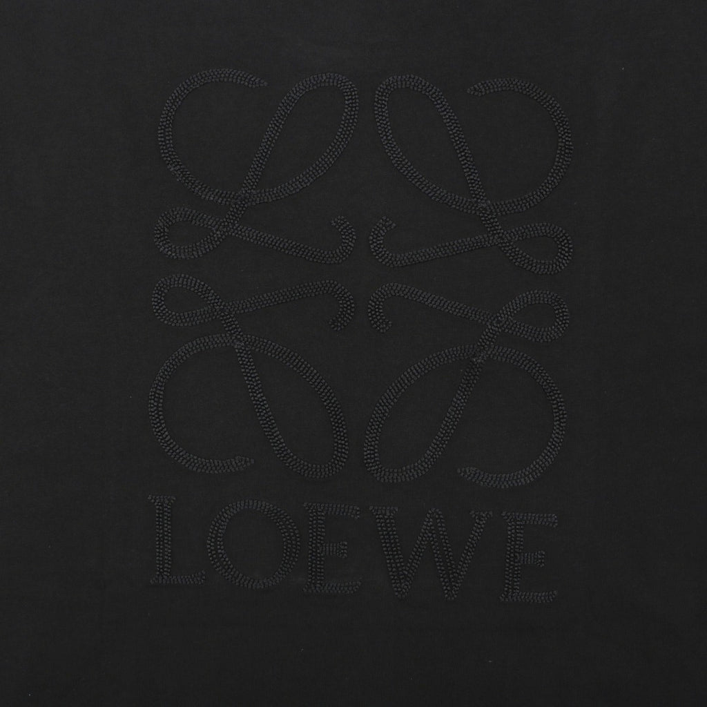 Loewe Chunky-Stitch Anagram Embroidered Tee — Black