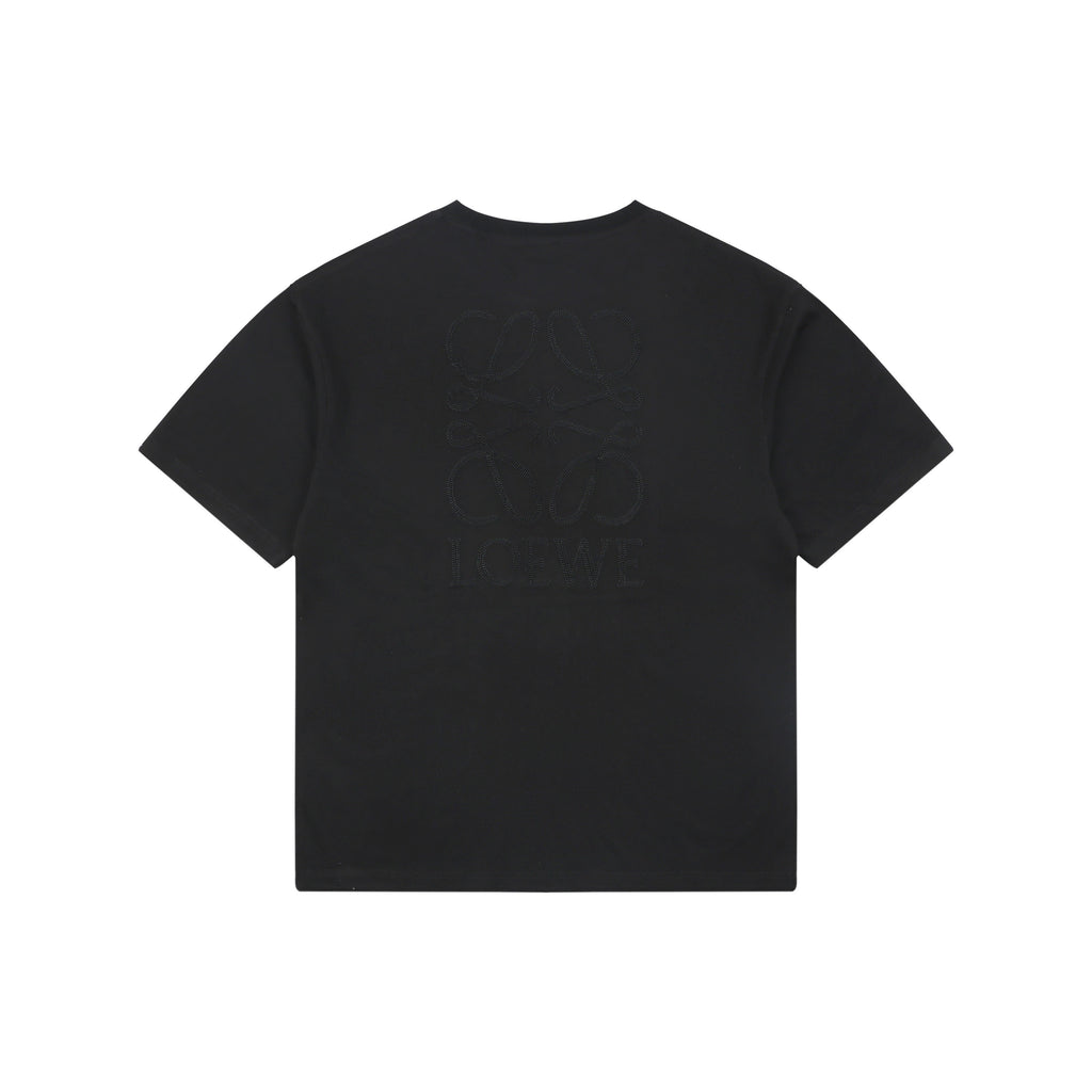 Loewe Chunky-Stitch Anagram Embroidered Tee — Black