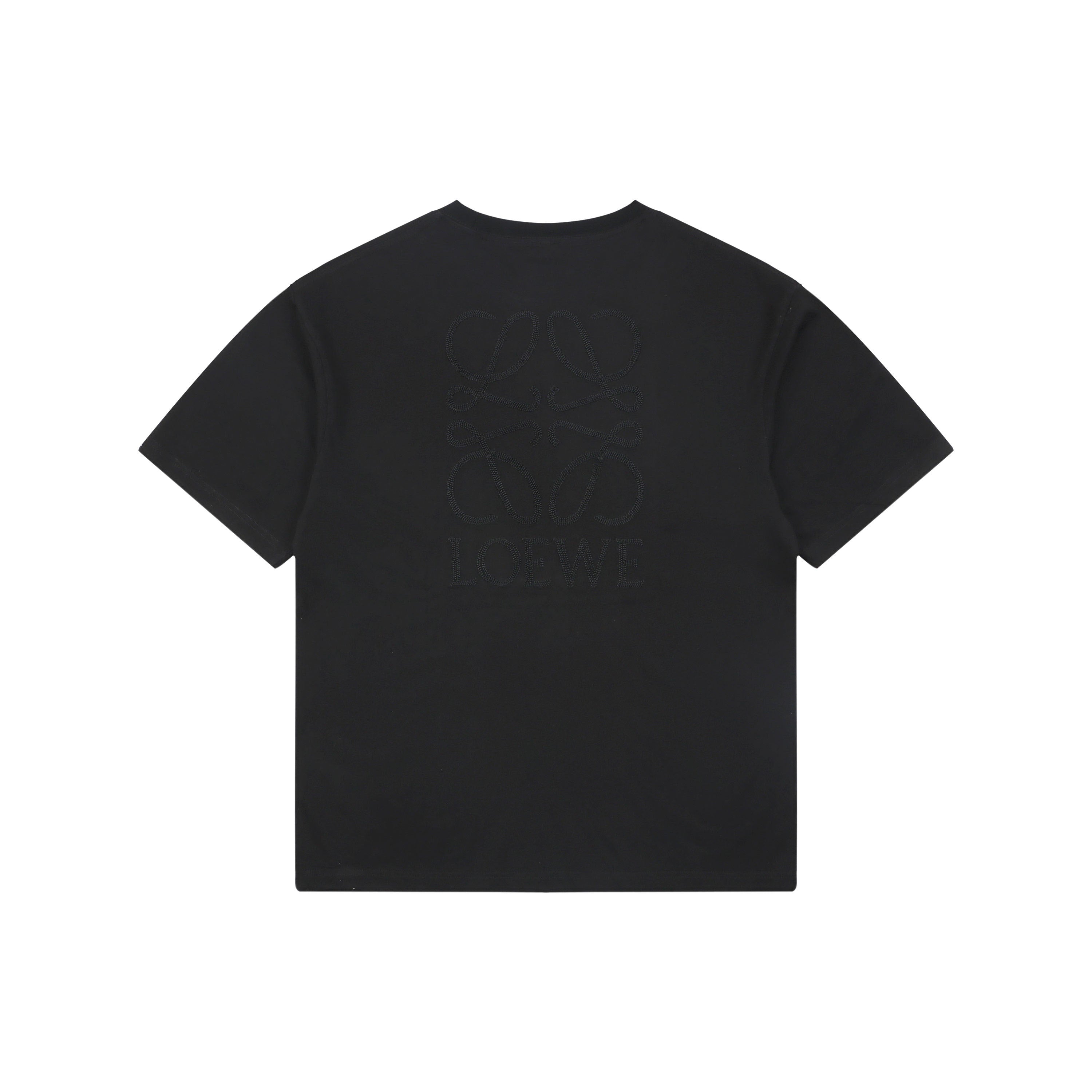 Loewe Chunky-Stitch Anagram Embroidered Tee — Black