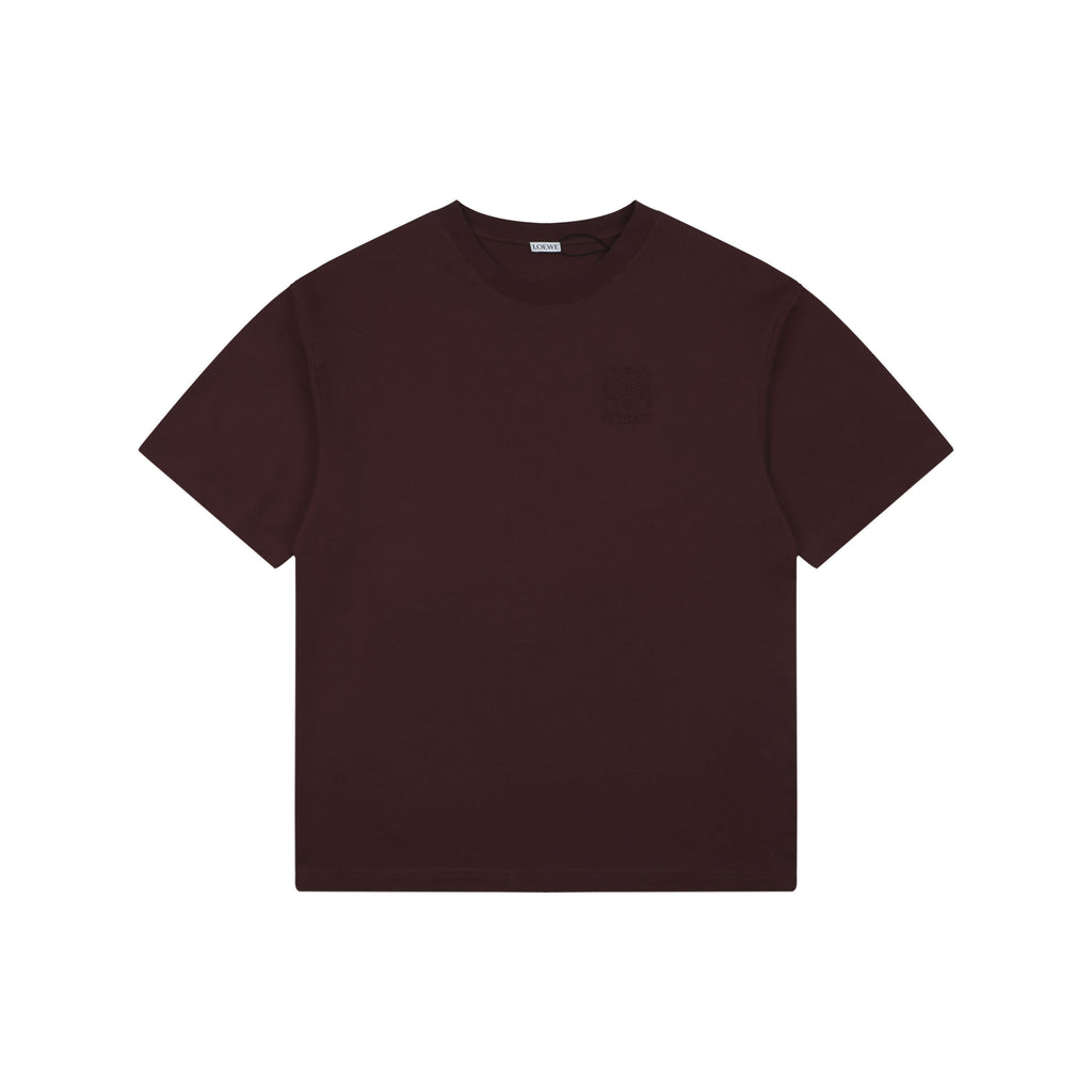 Loewe Chunky-Stitch Anagram Embroidered Tee — Dark Chocolate