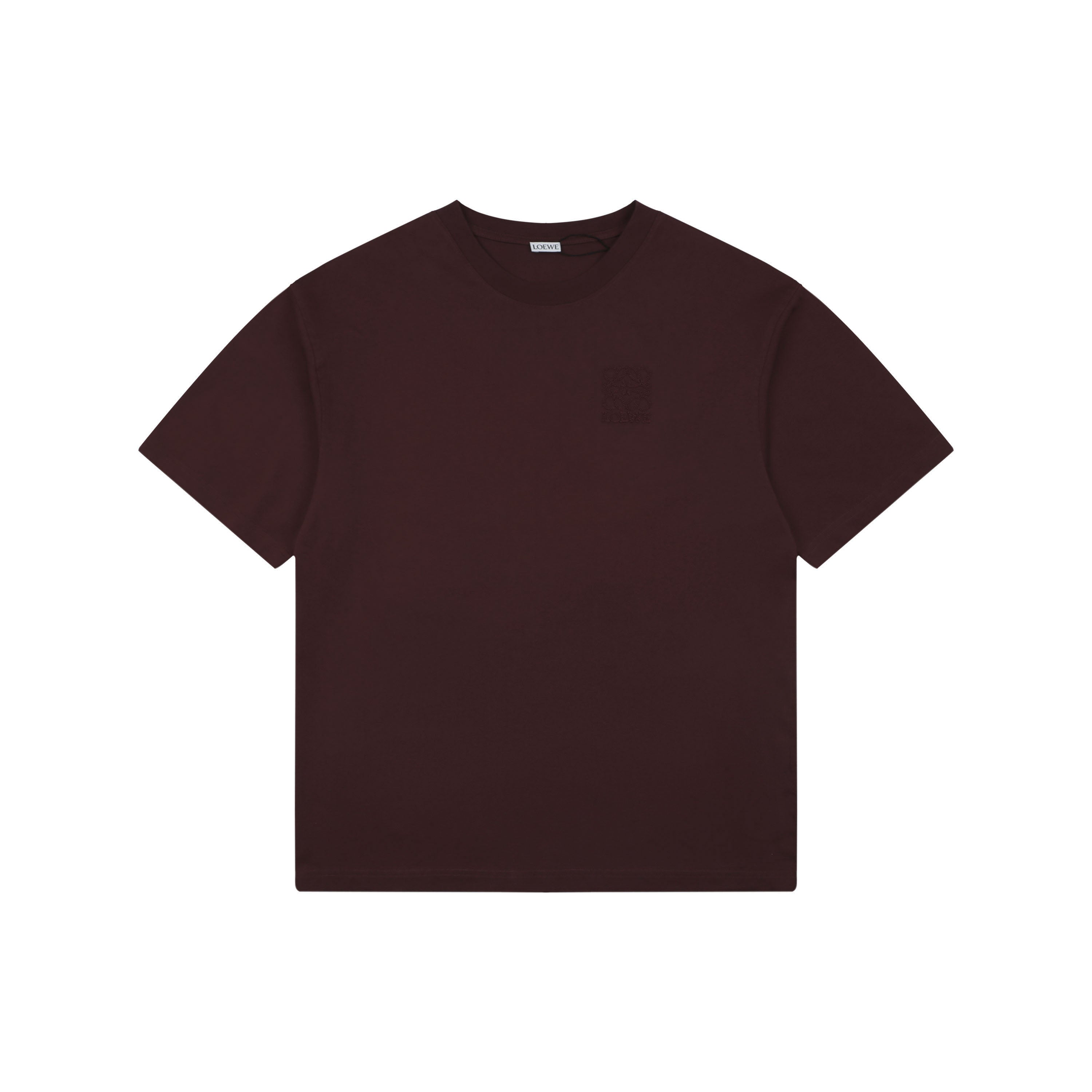 Loewe Chunky-Stitch Anagram Embroidered Tee — Dark Chocolate