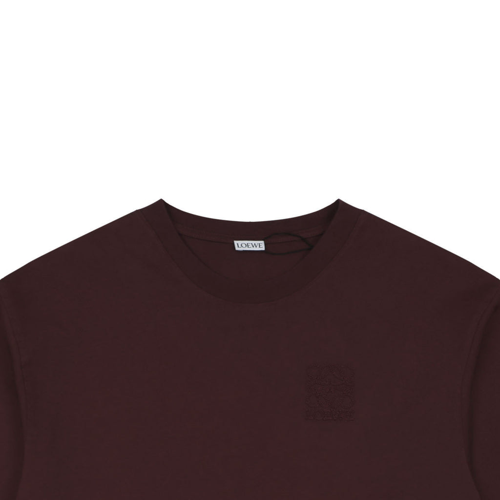Loewe Chunky-Stitch Anagram Embroidered Tee — Dark Chocolate