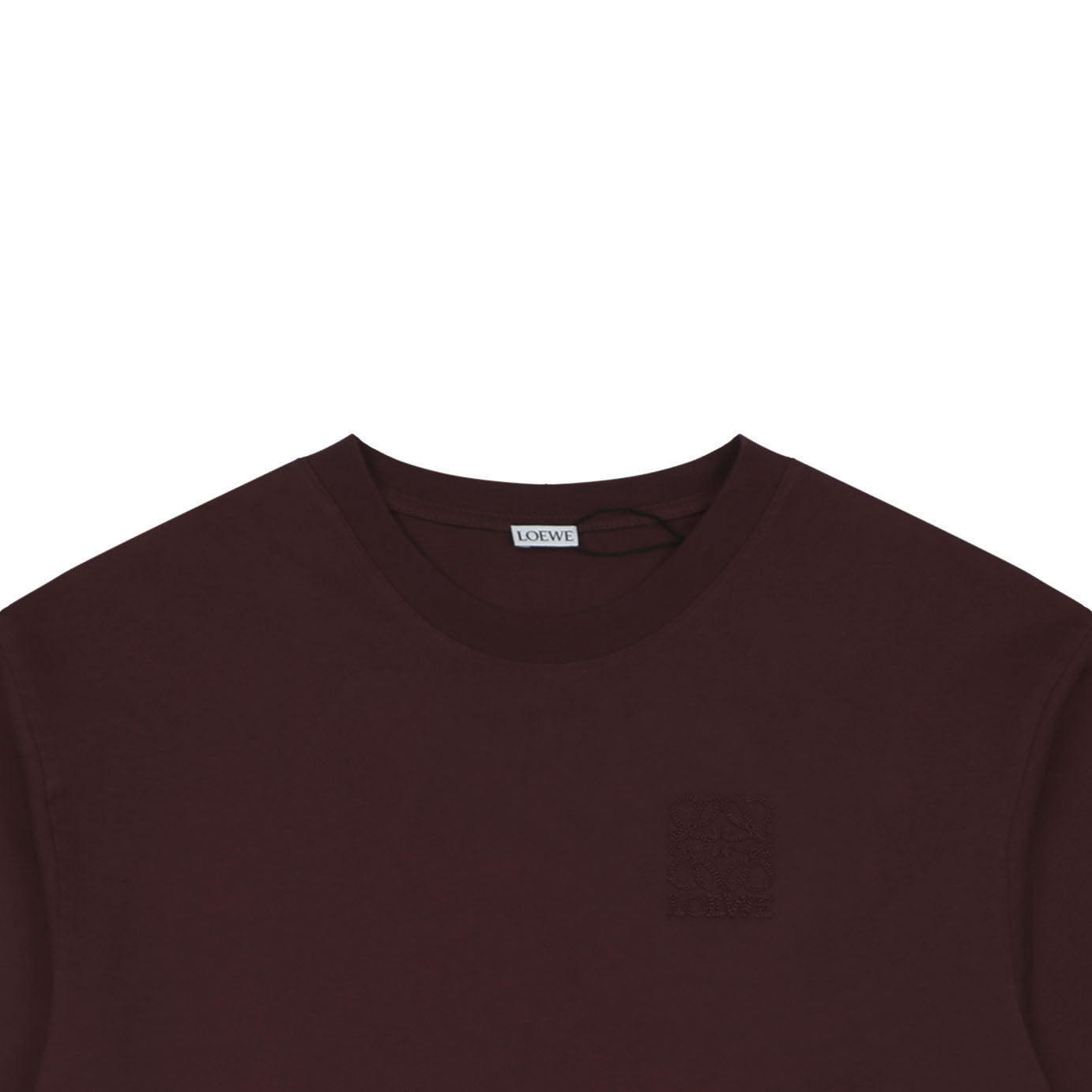 Loewe Chunky-Stitch Anagram Embroidered Tee — Dark Chocolate