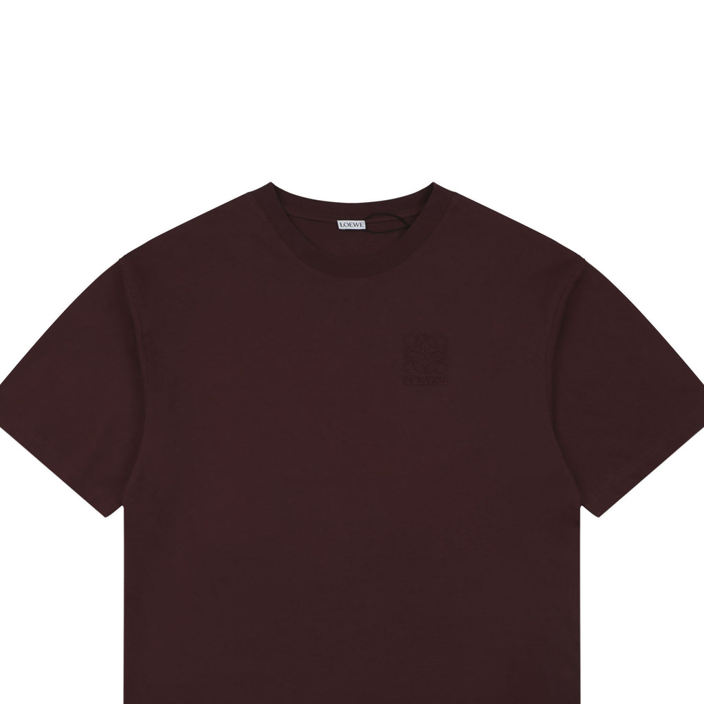 Loewe Chunky-Stitch Anagram Embroidered Tee — Dark Chocolate