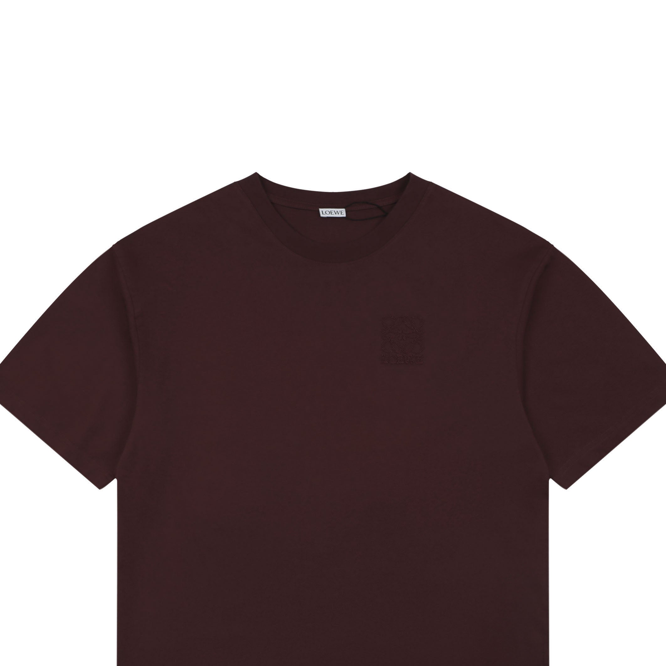 Loewe Chunky-Stitch Anagram Embroidered Tee — Dark Chocolate