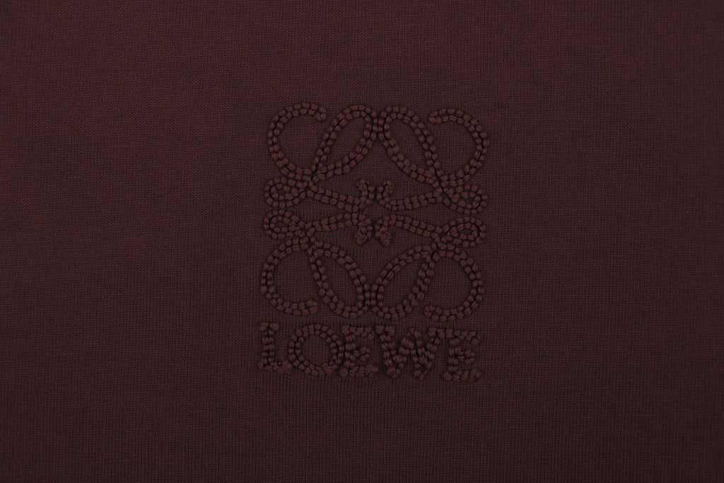 Loewe Chunky-Stitch Anagram Embroidered Tee — Dark Chocolate