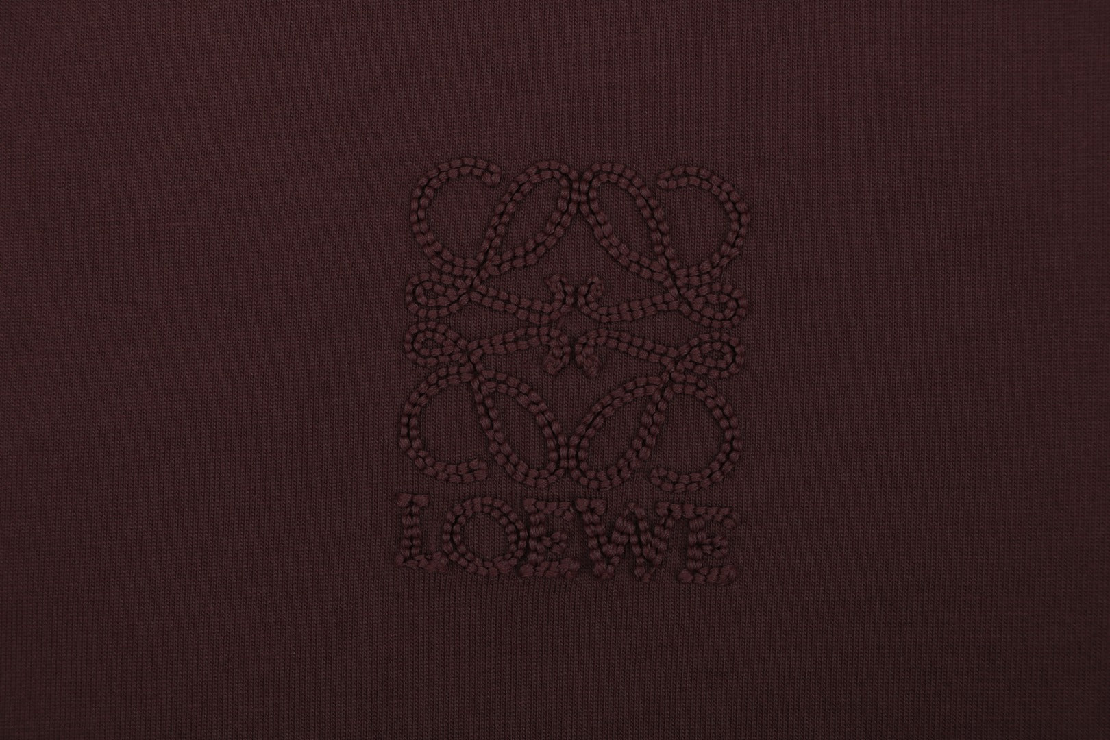 Loewe Chunky-Stitch Anagram Embroidered Tee — Dark Chocolate