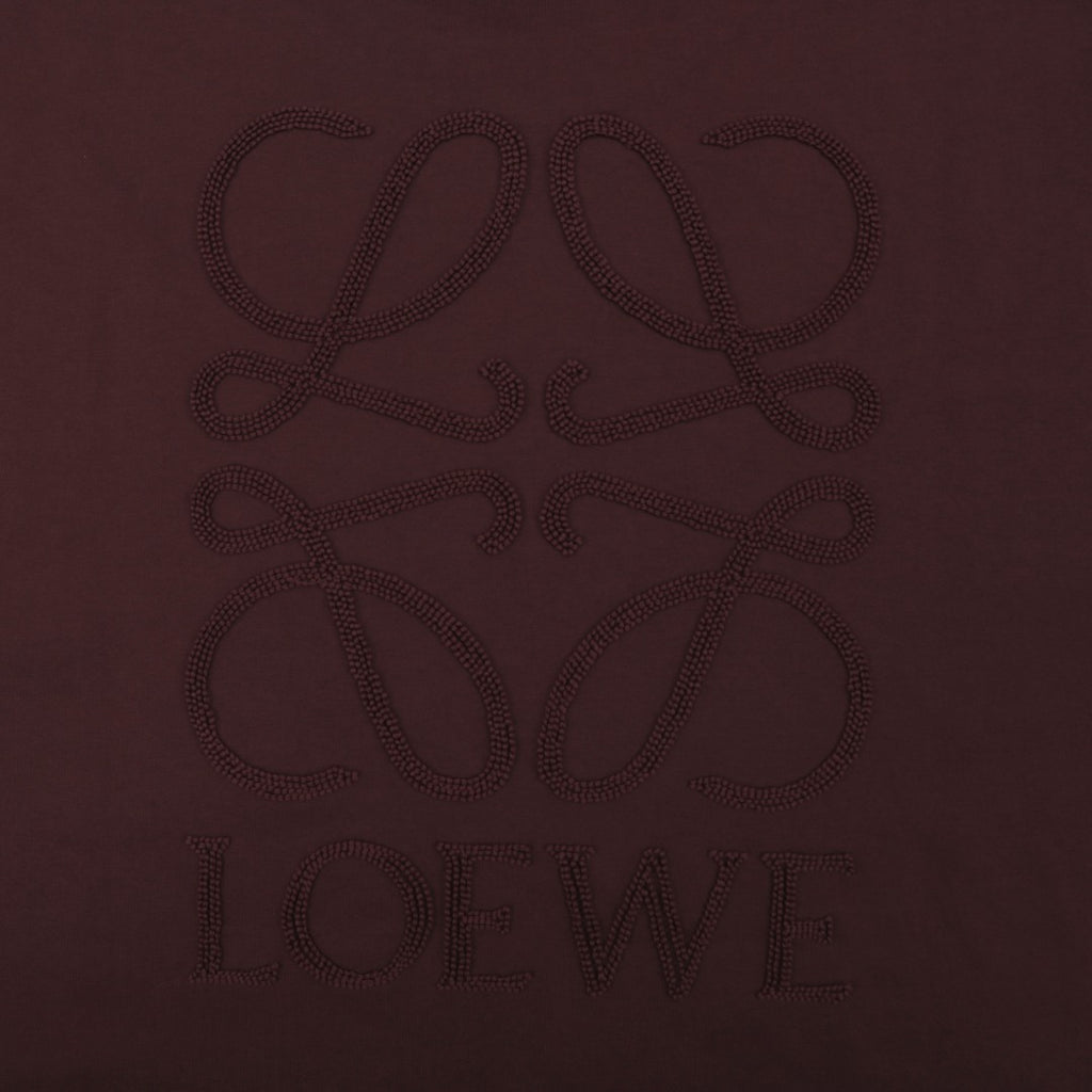 Loewe Chunky-Stitch Anagram Embroidered Tee — Dark Chocolate