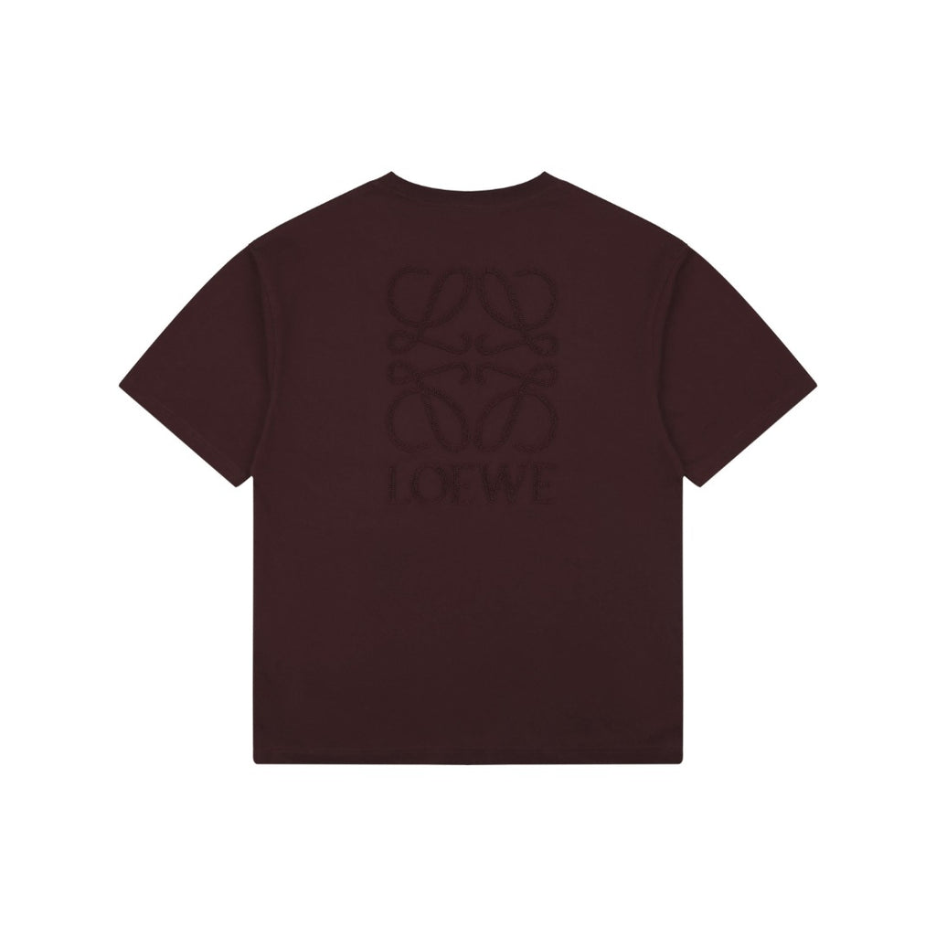Loewe Chunky-Stitch Anagram Embroidered Tee — Dark Chocolate