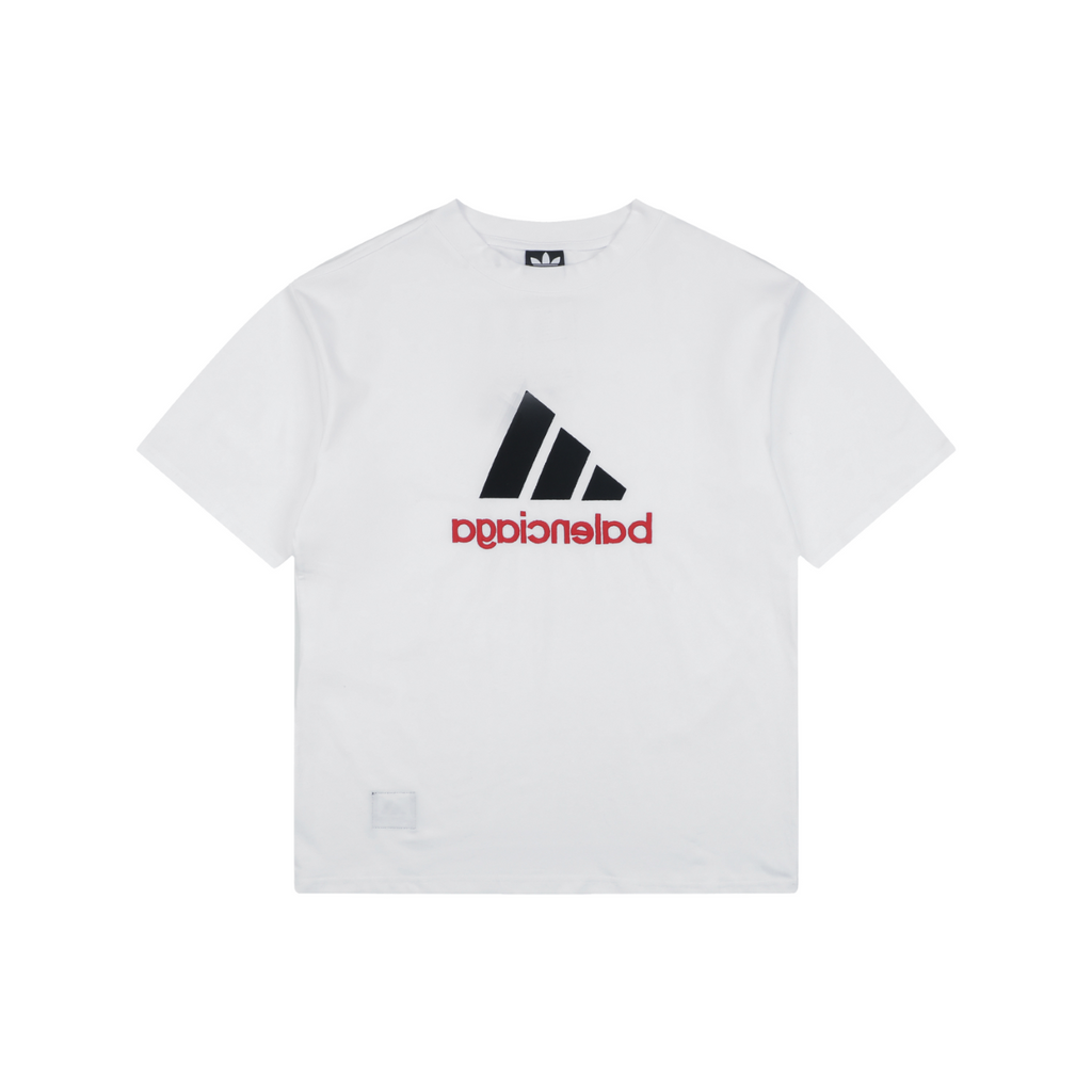 Balenciaga x Adidas Reversible Three-Stripes Logo Tee — White
