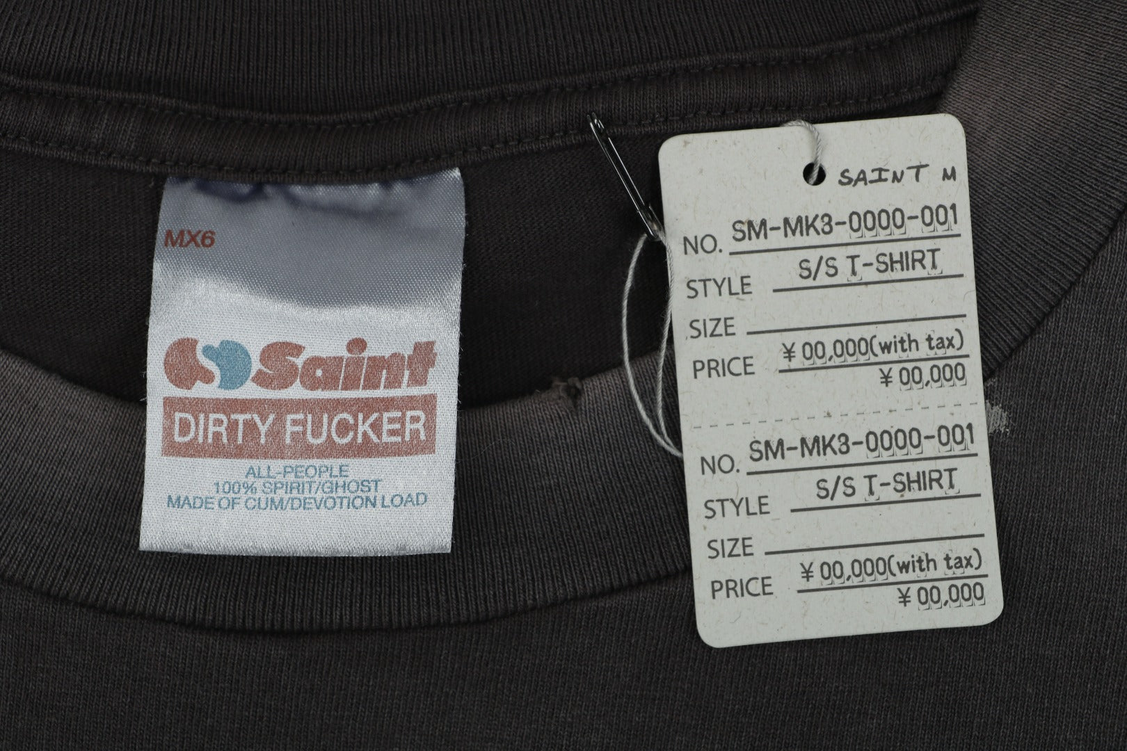 Saint Michael Irregular Script Pocket Print Tee — Vintage Black