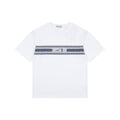 Christian Dior CD Blue Stripe Slogan Print Tee — White