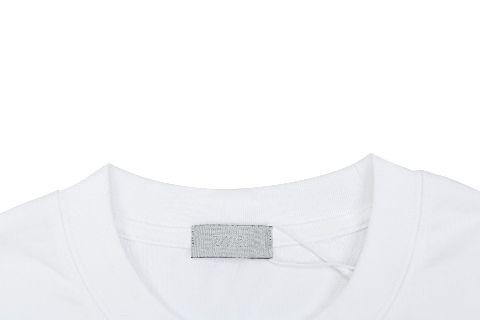 Christian Dior CD Blue Stripe Slogan Print Tee — White