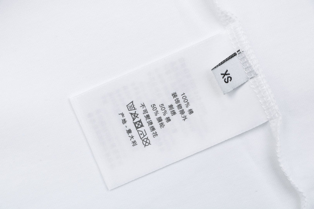 Christian Dior CD Blue Stripe Slogan Print Tee — White