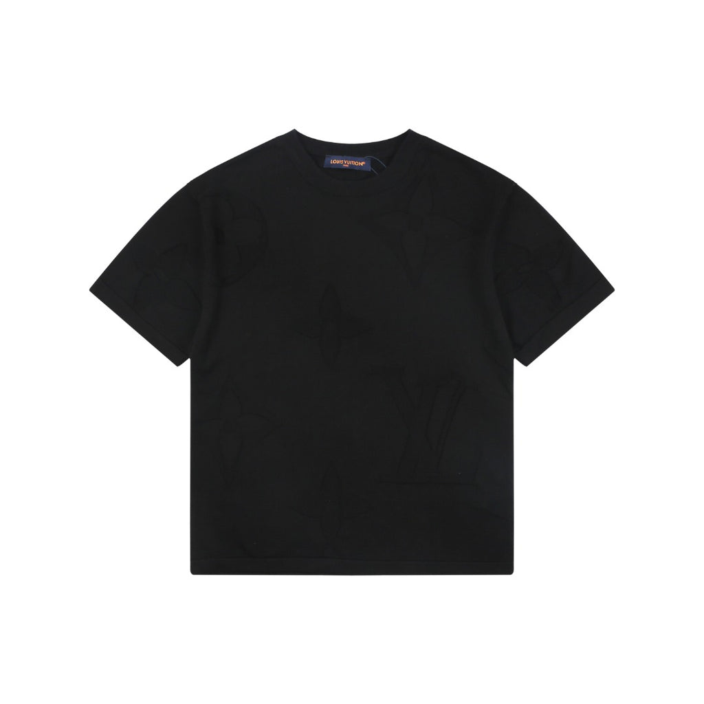 Louis Vuitton Tonal Large Monogram Jacquard Tee — Black