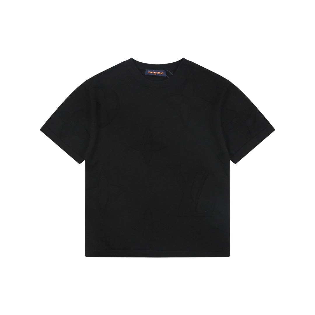 Louis Vuitton Tonal Large Monogram Jacquard Tee — Black