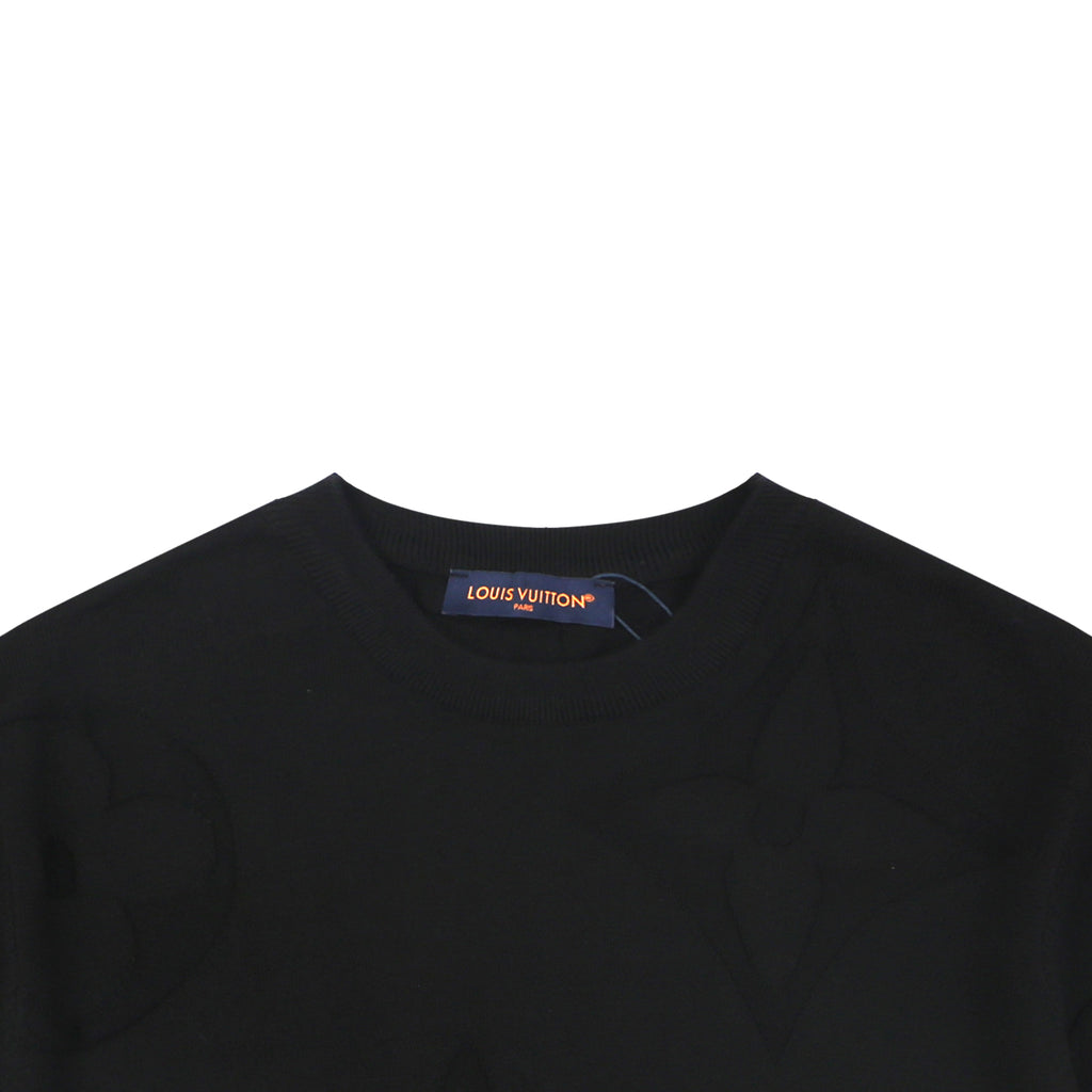 Louis Vuitton Tonal Large Monogram Jacquard Tee — Black