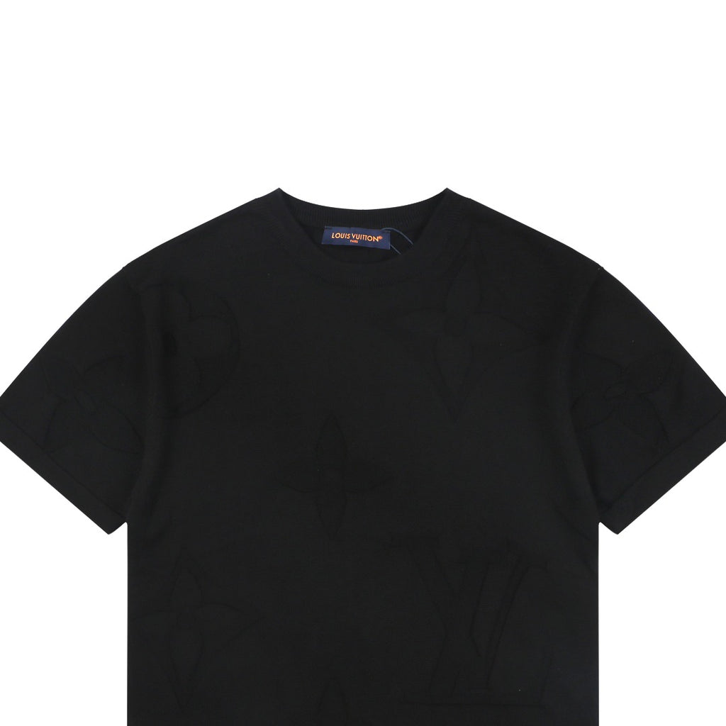 Louis Vuitton Tonal Large Monogram Jacquard Tee — Black