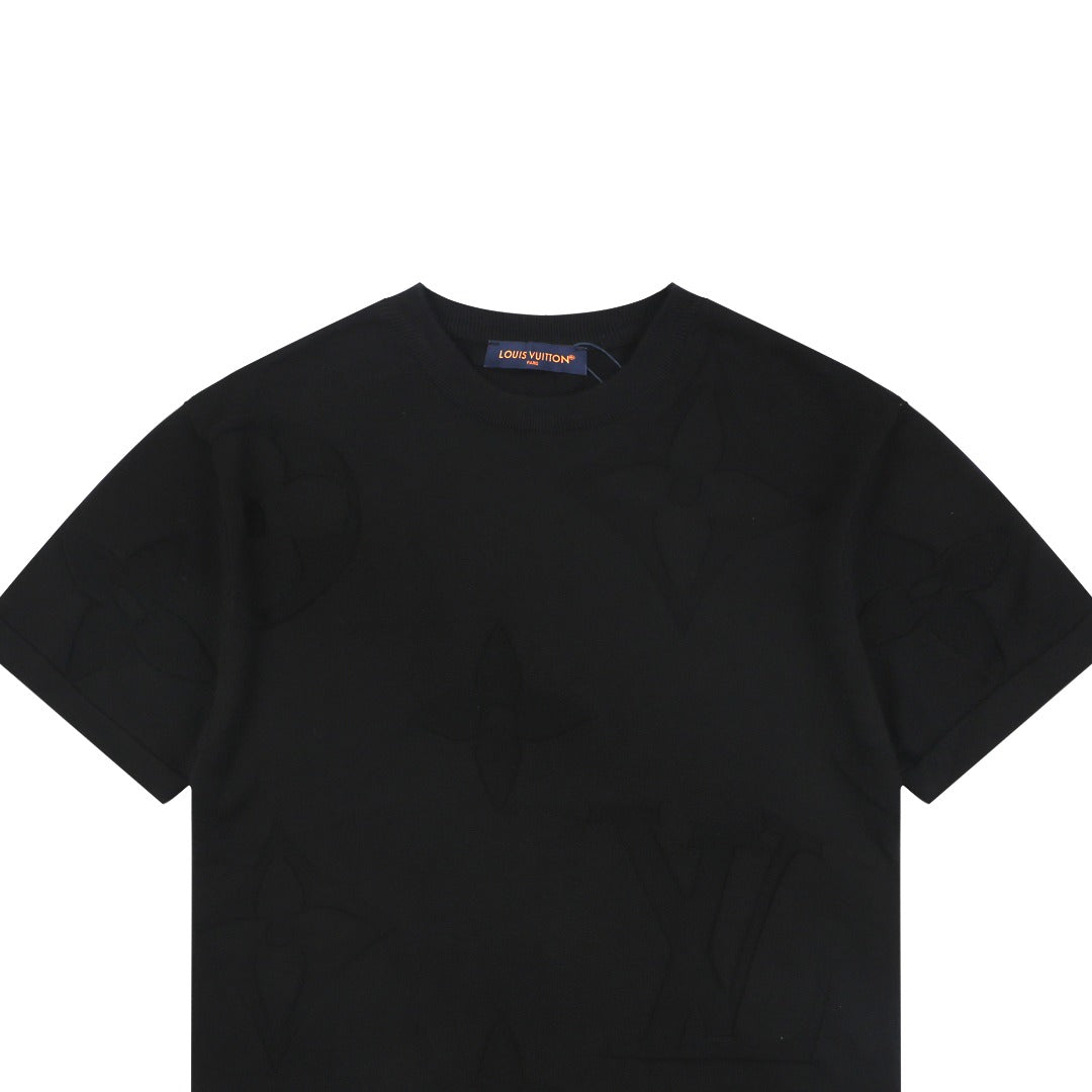 Louis Vuitton Tonal Large Monogram Jacquard Tee — Black