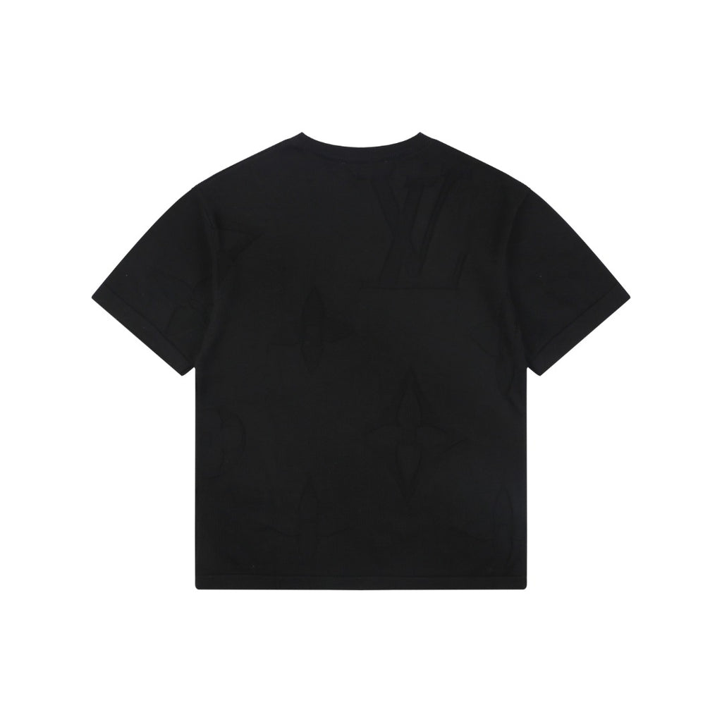 Louis Vuitton Tonal Large Monogram Jacquard Tee — Black