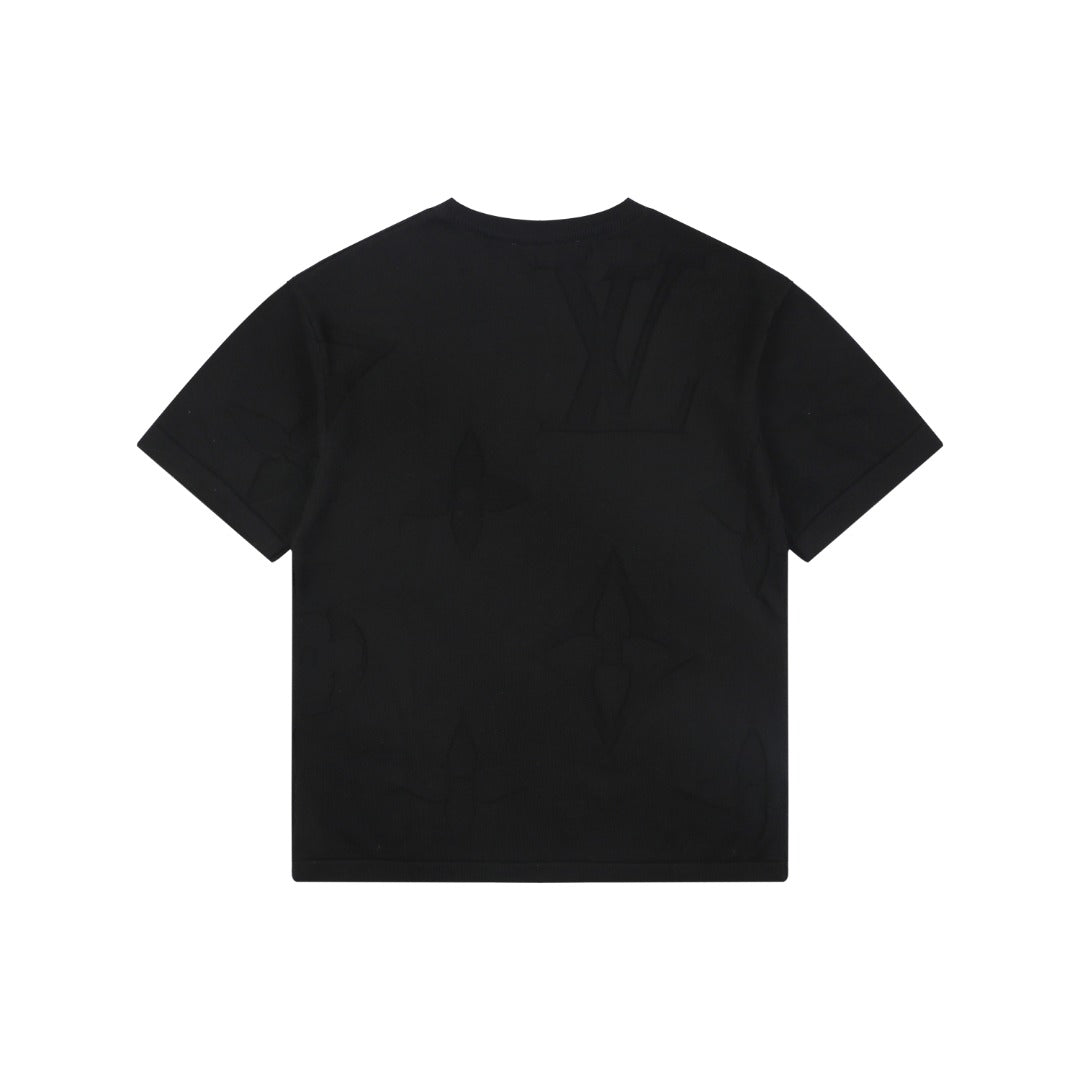 Louis Vuitton Tonal Large Monogram Jacquard Tee — Black