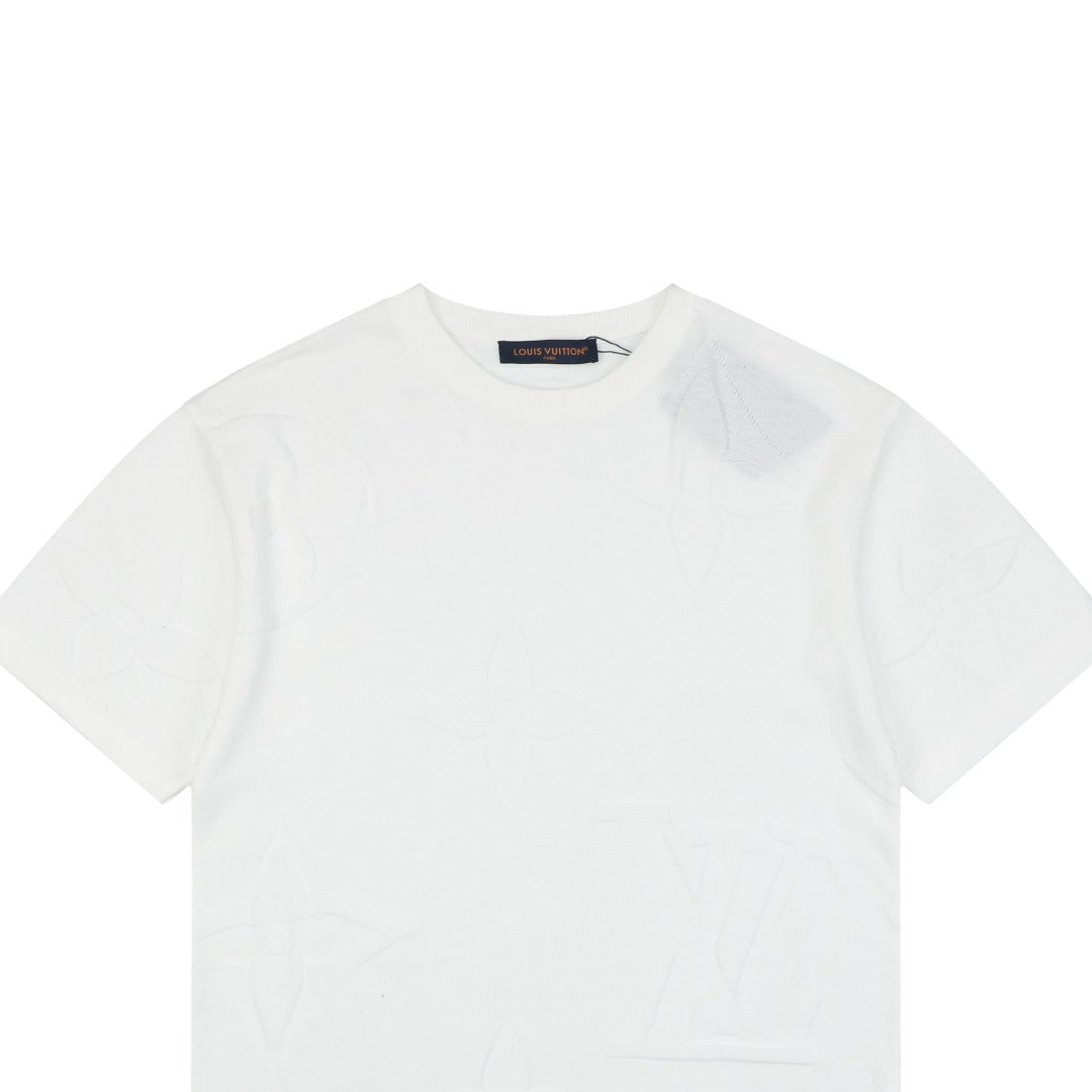 Louis Vuitton Tonal Large Monogram Jacquard Tee — Cream
