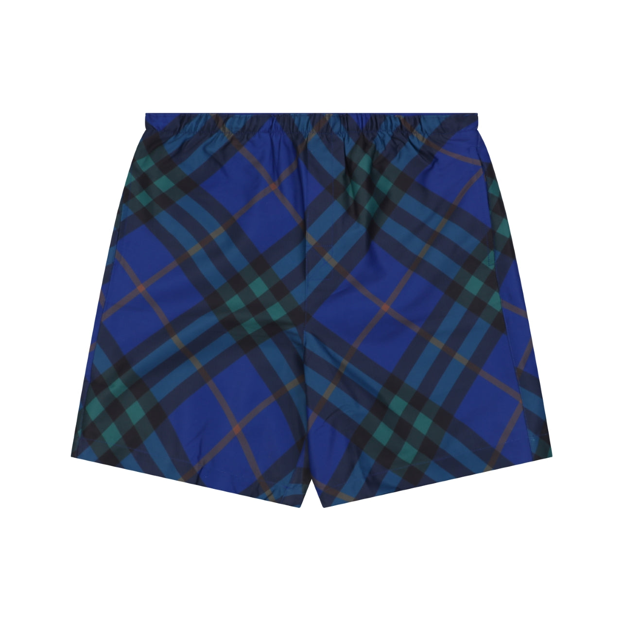 Burberry Diagonal Check Mesh-Lined Nylon Shorts — Royal Blue