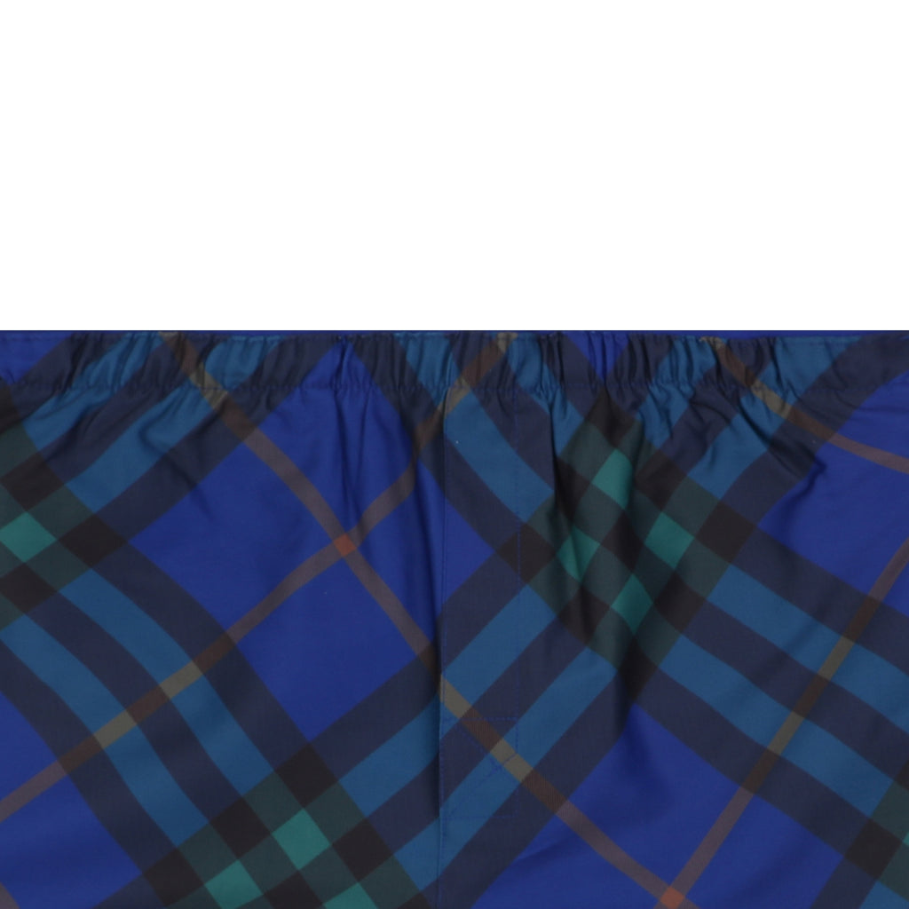 Burberry Diagonal Check Mesh-Lined Nylon Shorts — Royal Blue