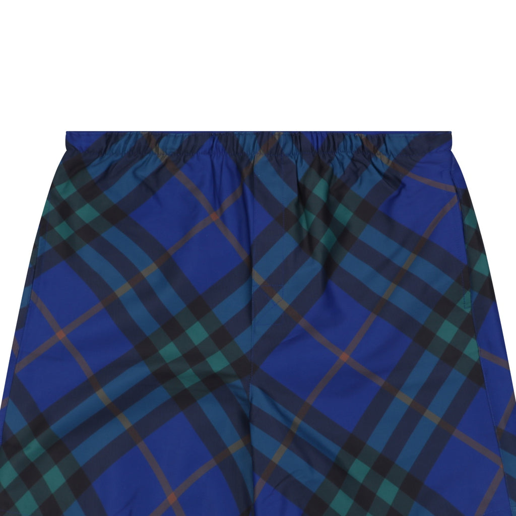 Burberry Diagonal Check Mesh-Lined Nylon Shorts — Royal Blue