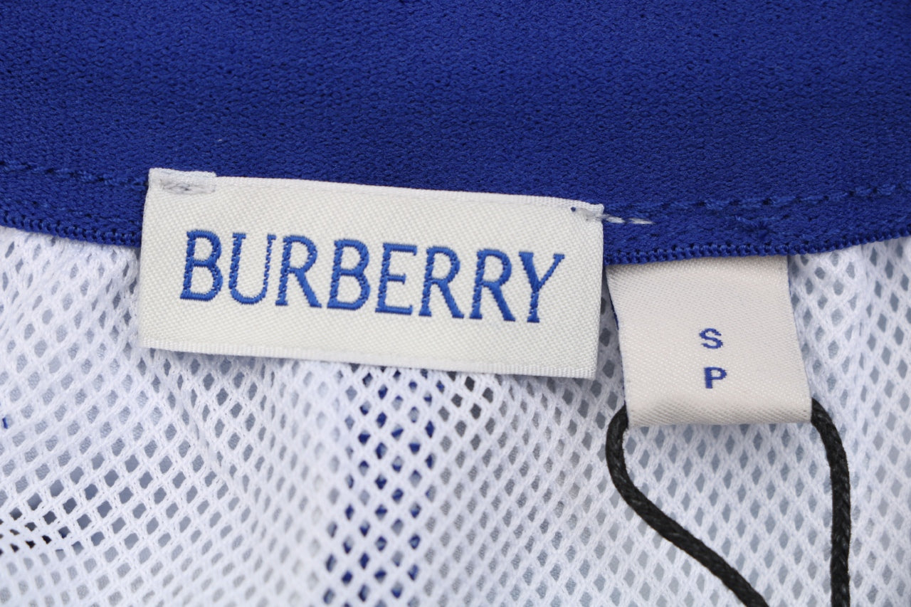 Burberry Diagonal Check Mesh-Lined Nylon Shorts — Royal Blue