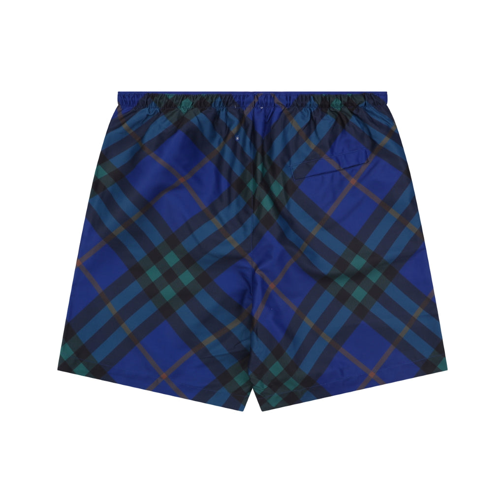Burberry Diagonal Check Mesh-Lined Nylon Shorts — Royal Blue