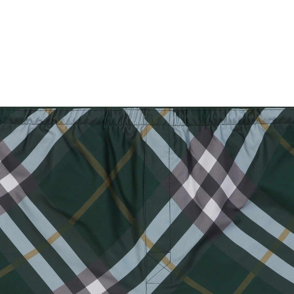 Burberry Diagonal Check Mesh-Lined Nylon Shorts — Forest Green
