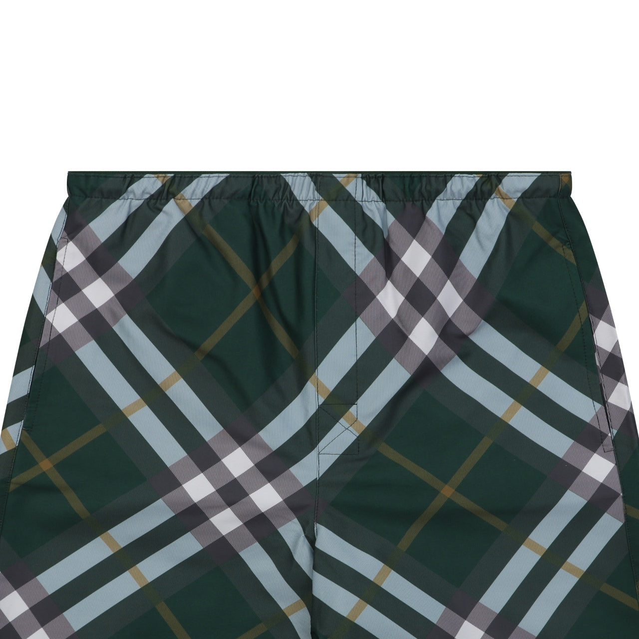 Burberry Diagonal Check Mesh-Lined Nylon Shorts — Forest Green