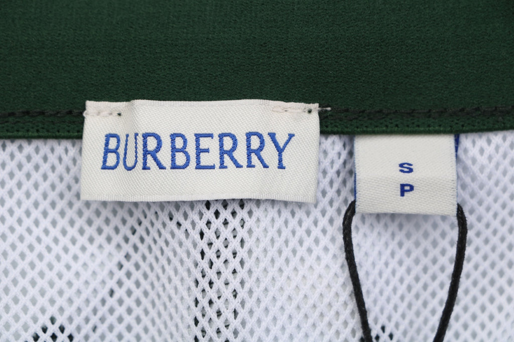 Burberry Diagonal Check Mesh-Lined Nylon Shorts — Forest Green
