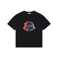 Moncler Red/Blue Ink-Splash Logo Print Tee — Black