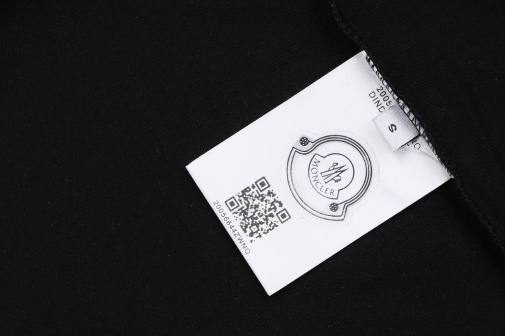 Moncler Red/Blue Ink-Splash Logo Print Tee — Black