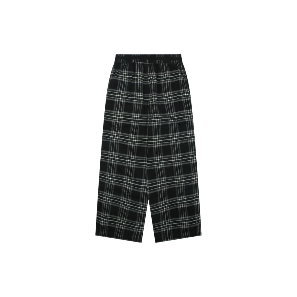 Chrome Hearts Allover Check Cross Leather-Patch Trousers — Black/Grey