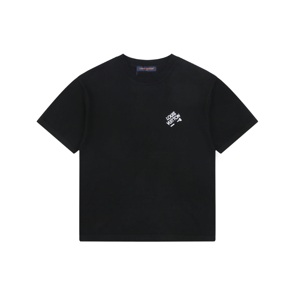 Louis Vuitton Pin-Letter Embroidered Knit Tee — Black