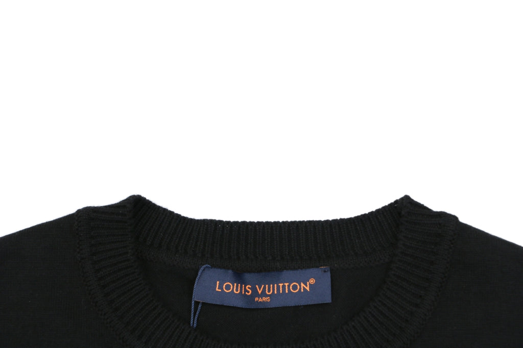 Louis Vuitton Pin-Letter Embroidered Knit Tee — Black