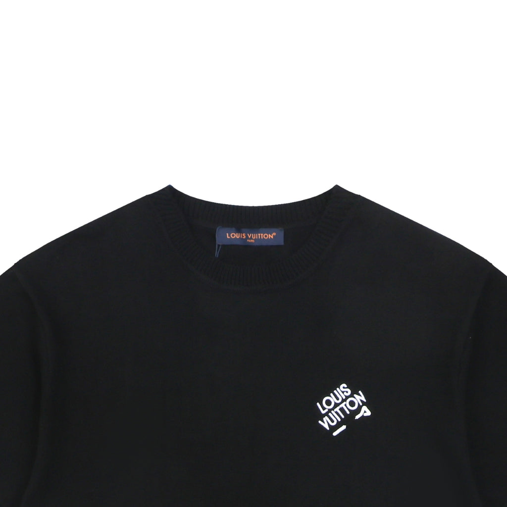 Louis Vuitton Pin-Letter Embroidered Knit Tee — Black