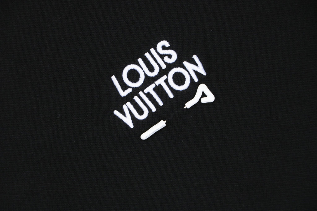 Louis Vuitton Pin-Letter Embroidered Knit Tee — Black